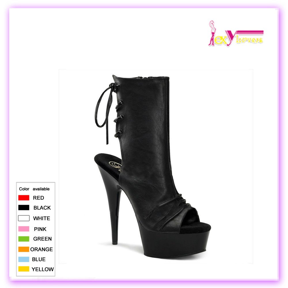 Alibaba wholesale short boots for lady High heel platform peep toe ankle boots for women Back open lace up summer boots women