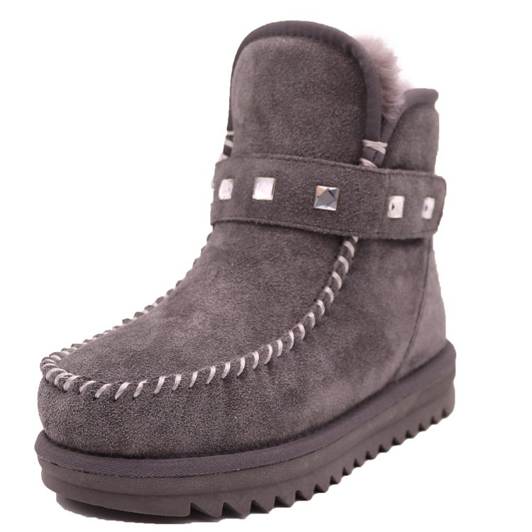 CF-130 2022 new fashion Cow Suede Lining Sheepskin children winter shiny ankle snow genuine leather boots for kids