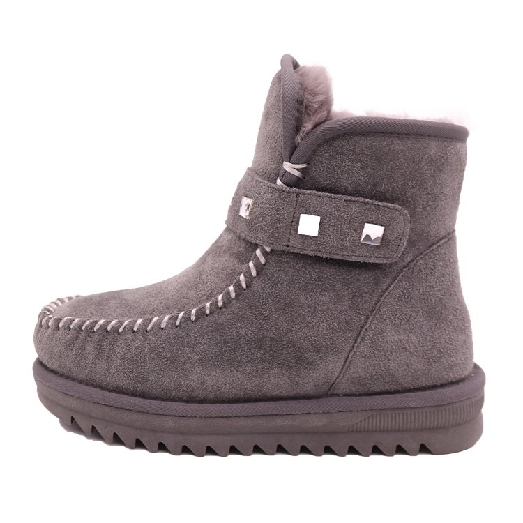 CF-130 2022 new fashion Cow Suede Lining Sheepskin children winter shiny ankle snow genuine leather boots for kids