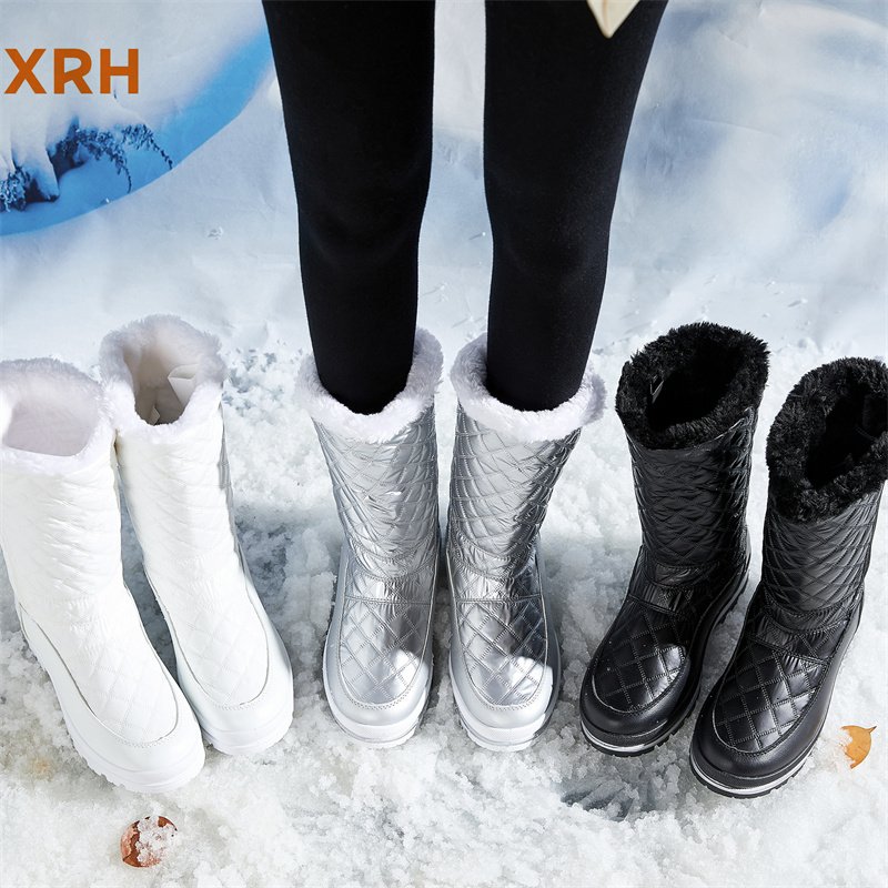Wenzhou Factory Waterproof Zipper Anti-Slip High Top Lace Up Pu Upper Fur Lined Warm Women'S Women Snow Winter Boots For Women