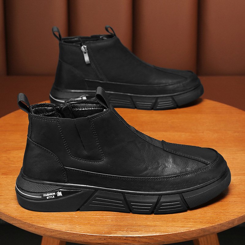 Martin Boots Men's Shoes New Breathable High-Top Leather Shoes Fashion Work Boots Casual Short Safety Boots For Men