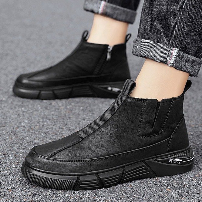 Martin Boots Men's Shoes New Breathable High-Top Leather Shoes Fashion Work Boots Casual Short Safety Boots For Men