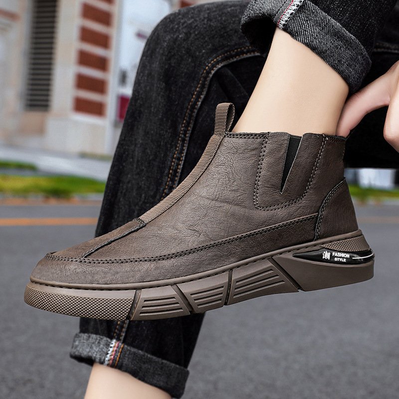 Martin Boots Men's Shoes New Breathable High-Top Leather Shoes Fashion Work Boots Casual Short Safety Boots For Men
