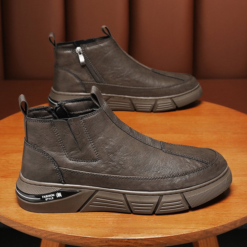 Martin Boots Men's Shoes New Breathable High-Top Leather Shoes Fashion Work Boots Casual Short Safety Boots For Men