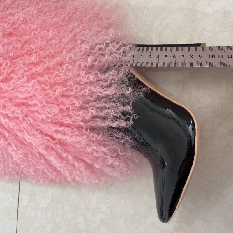 New Arrival Customized Color Hot Sale Colorful Women Snow Winter Boots Real Mongolian fur warm over-knee boots