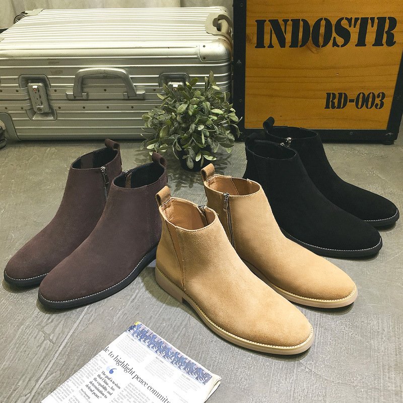 AMPLE New Arrival Retro Male Martin Boots Fashion Suede Leather Chelsea Boots for Men
