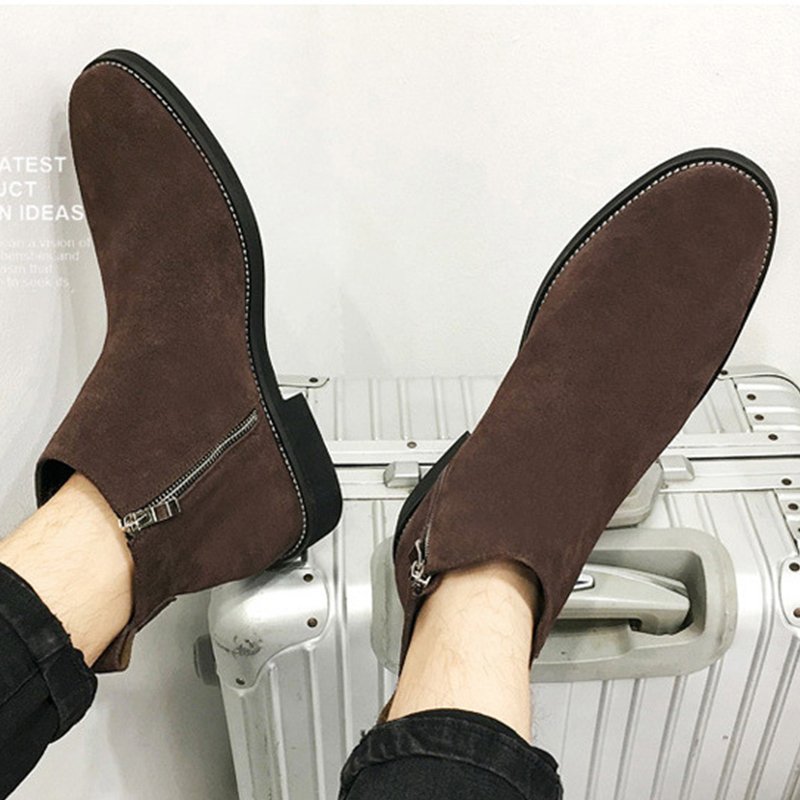 AMPLE New Arrival Retro Male Martin Boots Fashion Suede Leather Chelsea Boots for Men
