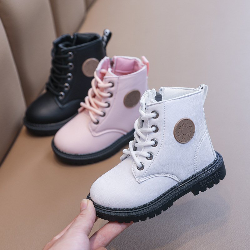 New Autumn Single Boot Soft Sole Leather Boots Children's Waterproof British Martin Boots