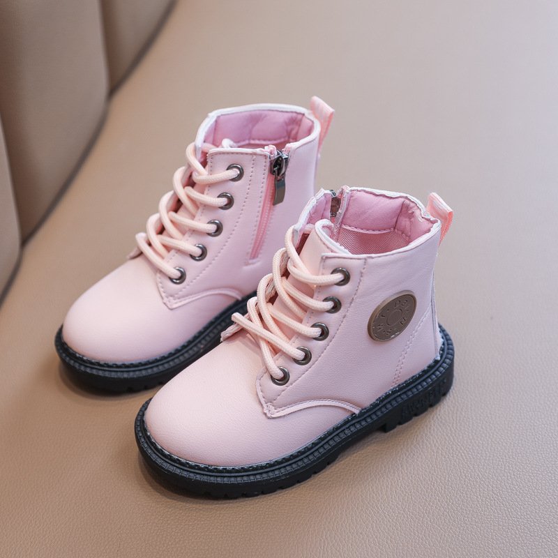 New Autumn Single Boot Soft Sole Leather Boots Children's Waterproof British Martin Boots