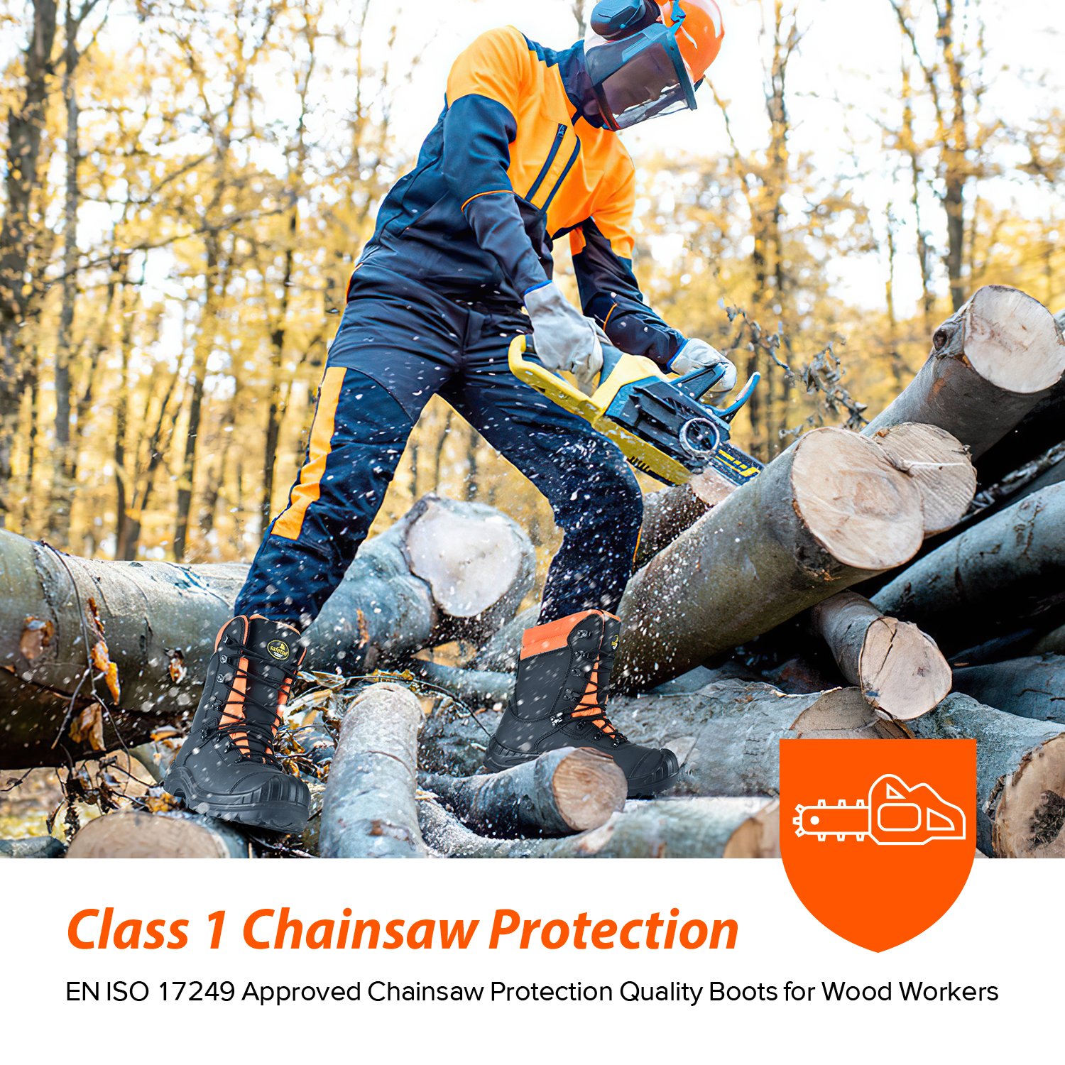 CE Approved Class 1 Chainsaw Cut Resistant Safety Work Boots