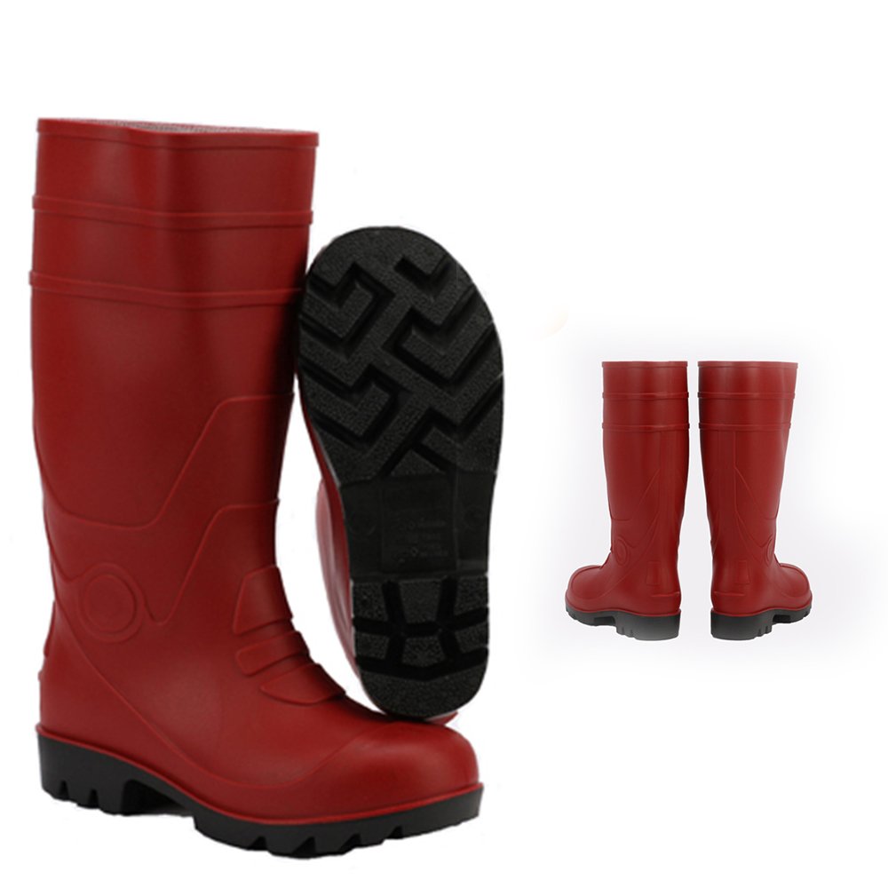 waterproof anti-slip long unisex cheap custom designed Red Wellington Gumboots Rain Boots pvc For men