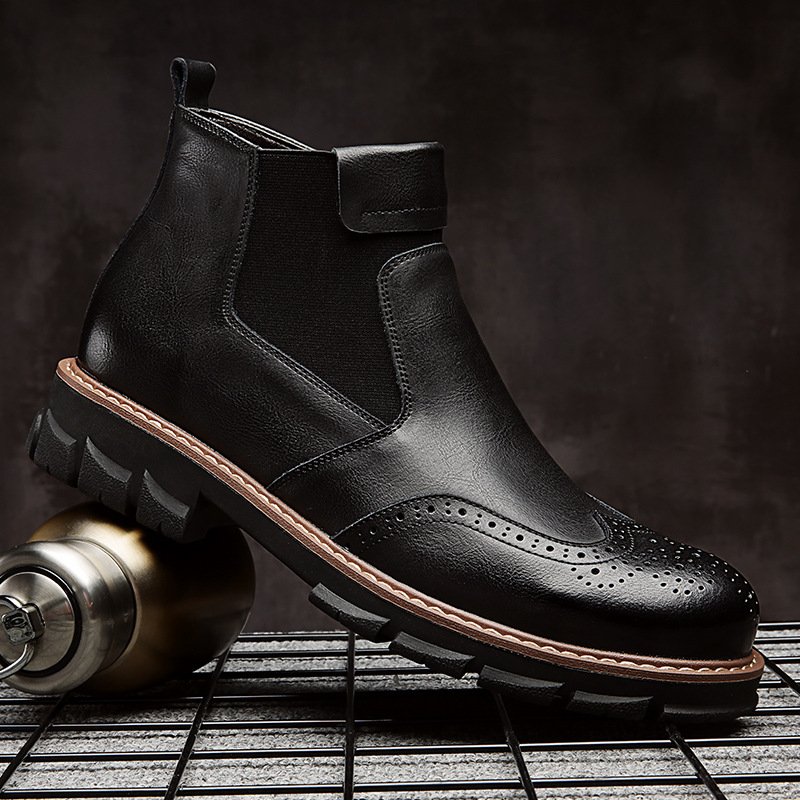 sh12592a Slip on mens dress chelsea boots genuine leather brown color mens boots martin boot