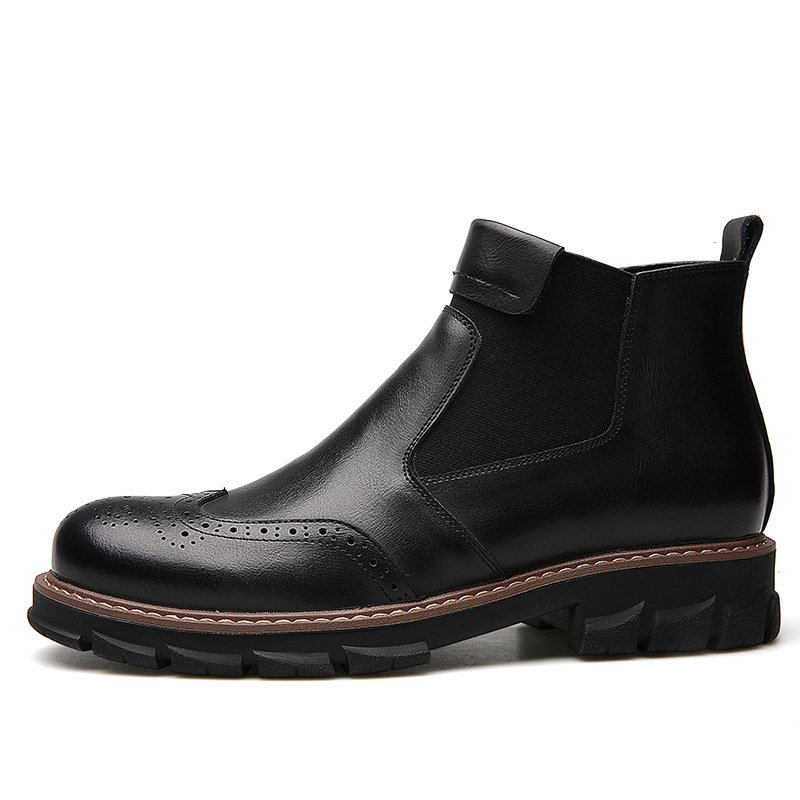 sh12592a Slip on mens dress chelsea boots genuine leather brown color mens boots martin boot