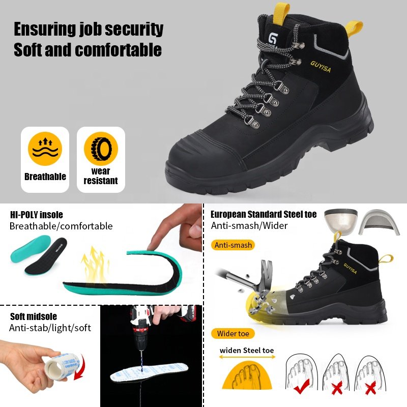 GUYISA Factory direct sales sports safety boots for men safety shoes steel toe work boots construction