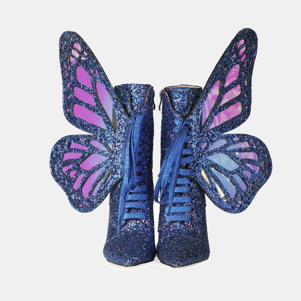 Cialisa Fashion White Blingbling Glitter Ankle & Bootie Pointed Toe Women Boots 2022 Blue Stiletto High Heels Womens Shoes