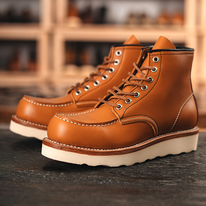 Fashion High-Top Leather Motorcycle Boots Goodyear Stitching Technology Boots Leather Boots For Men