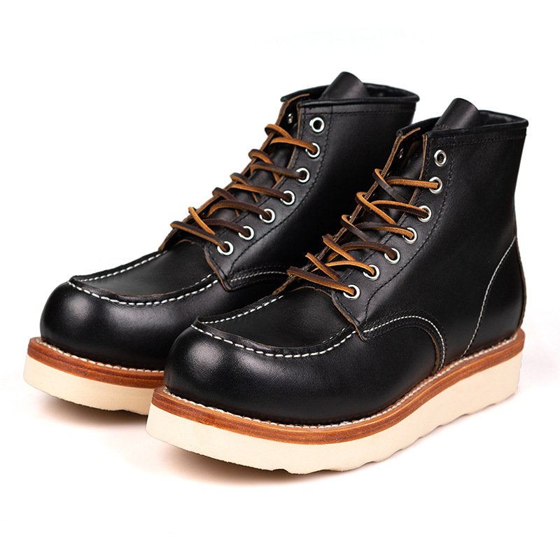Fashion High-Top Leather Motorcycle Boots Goodyear Stitching Technology Boots Leather Boots For Men