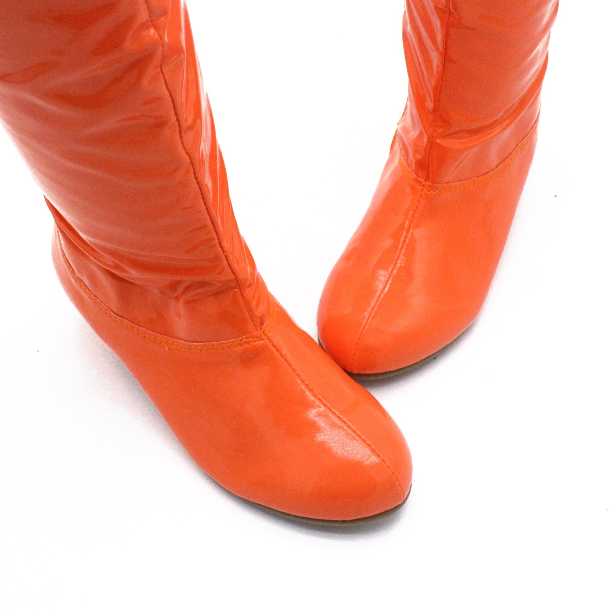 Fashion Candy Color Stretch Girls Heel Pointed Toe long Boots brown girls kids knee high boots