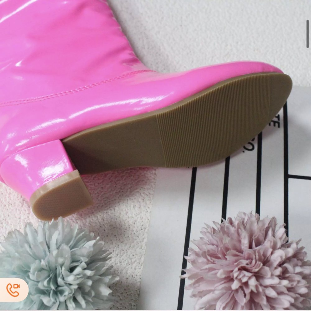 Fashion Candy Color Stretch Girls Heel Pointed Toe long Boots brown girls kids knee high boots