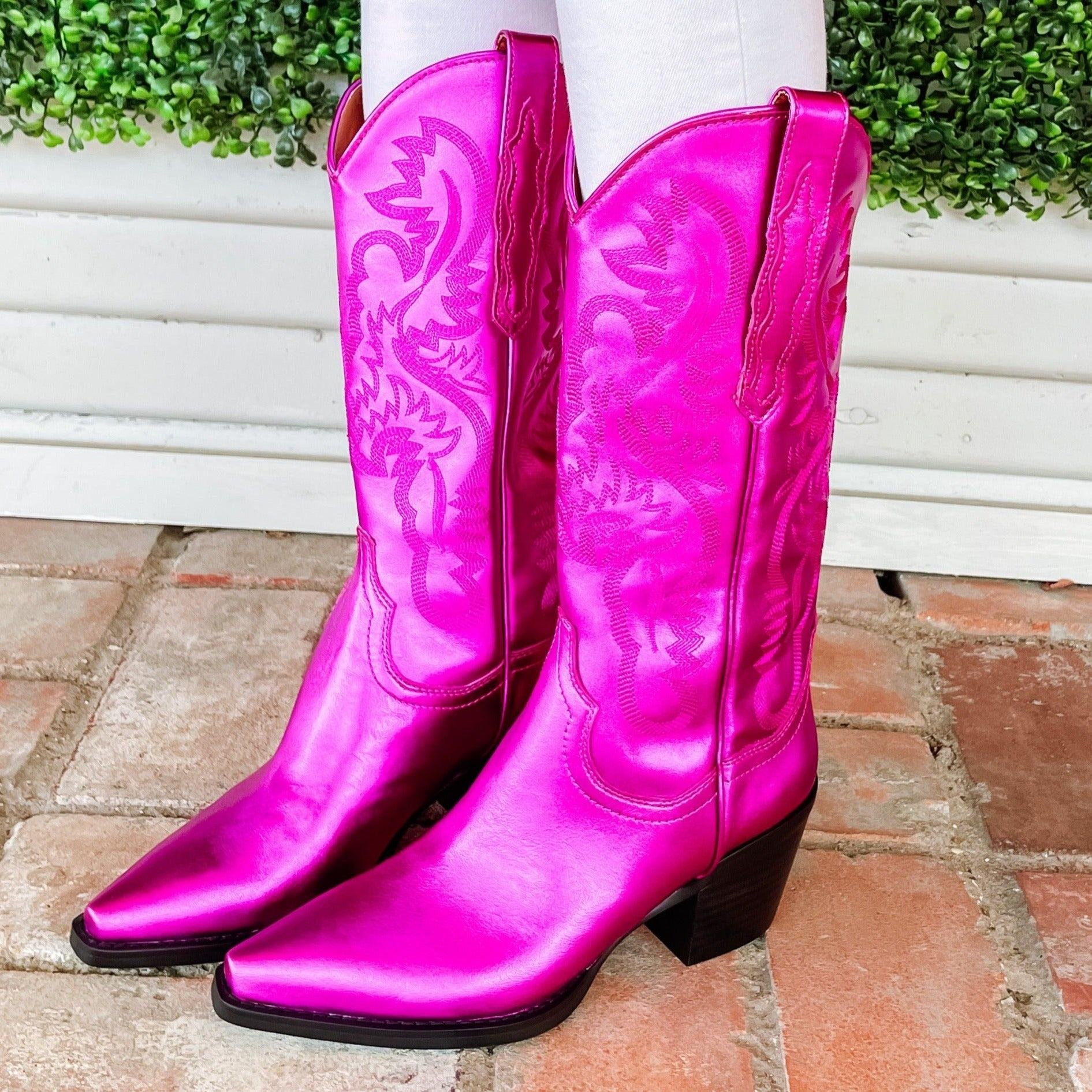 SHIKOL 15 Colors Classic Embroidery Cowgirl Boot Knee High Block Heels Ladies Boots Blue Hot Pink Western Cowboy Boots For Women