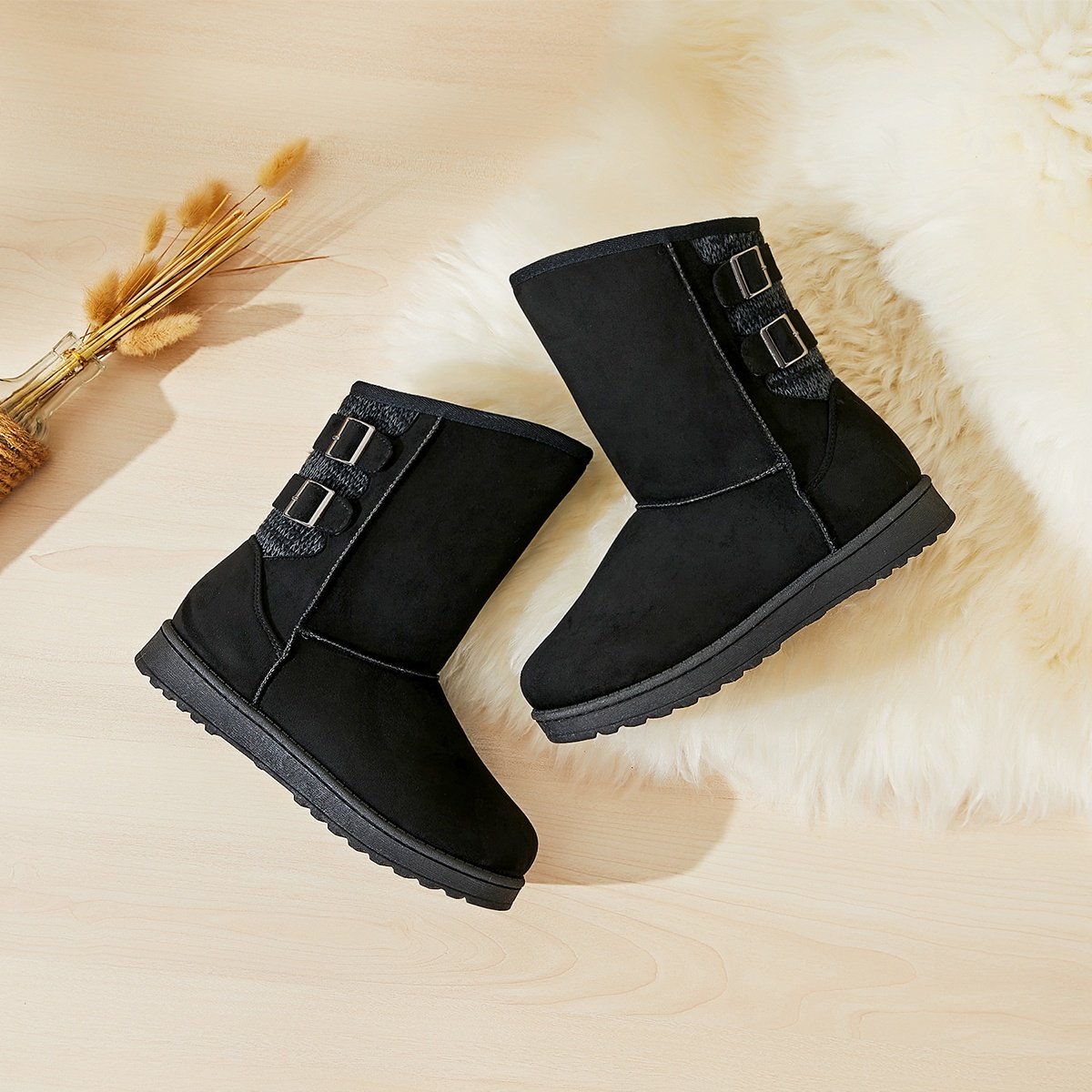 wholesale fashion western designer shoes boot fur snow women winter snow boots for women 2024