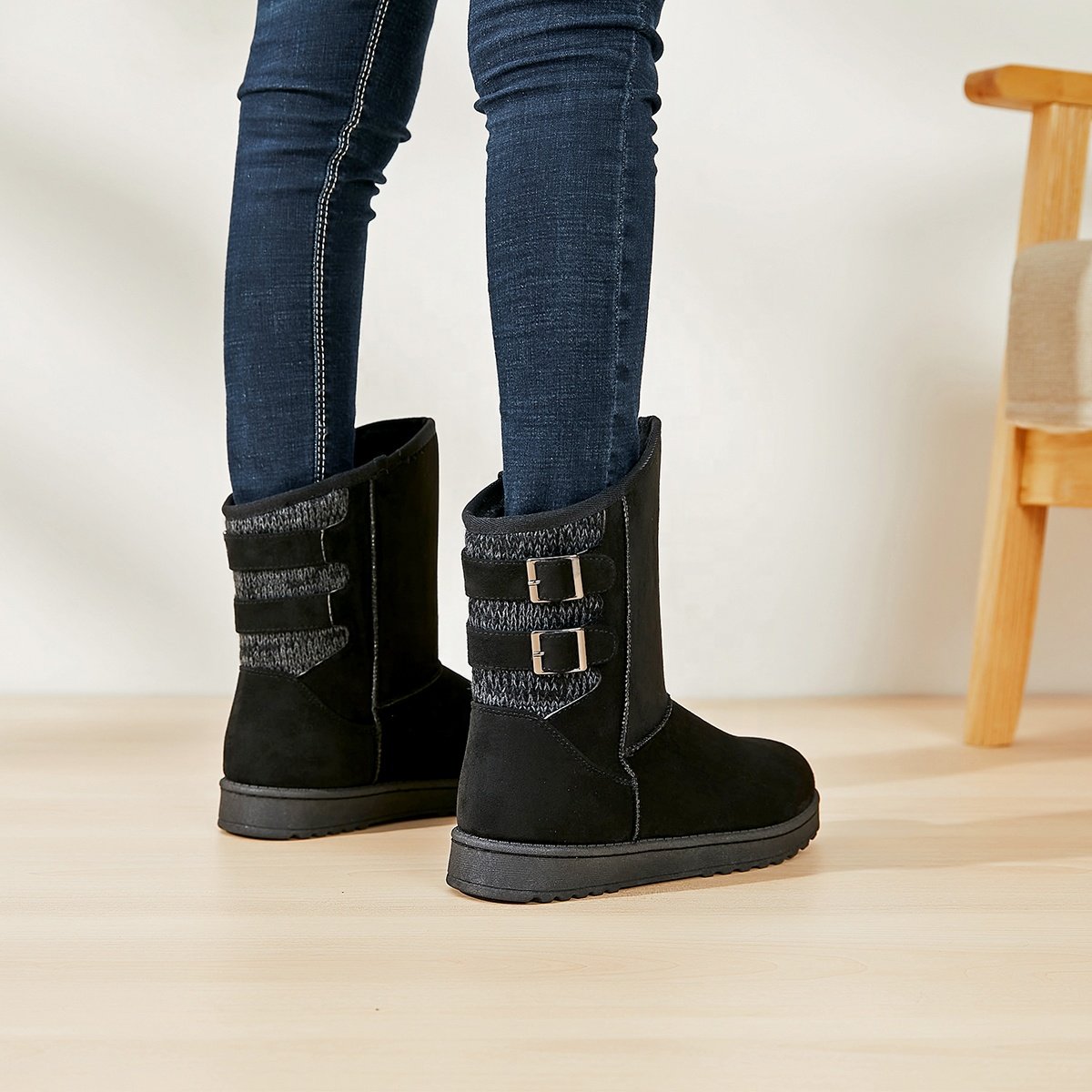 wholesale fashion western designer shoes boot fur snow women winter snow boots for women 2024