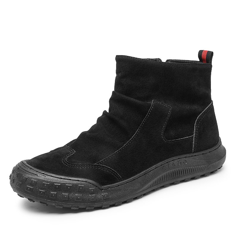Custom Pu Leather Shoes British Style Men Fashion Zipper Flat Running Boot Men's Casual Retro Ankle Boots