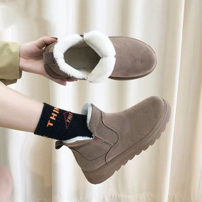 Frosted Suede Snow Boots fleece-lined Thickened 2024 New Winter Short Boots Women's Thick Bottom Non-slip Warm Boots
