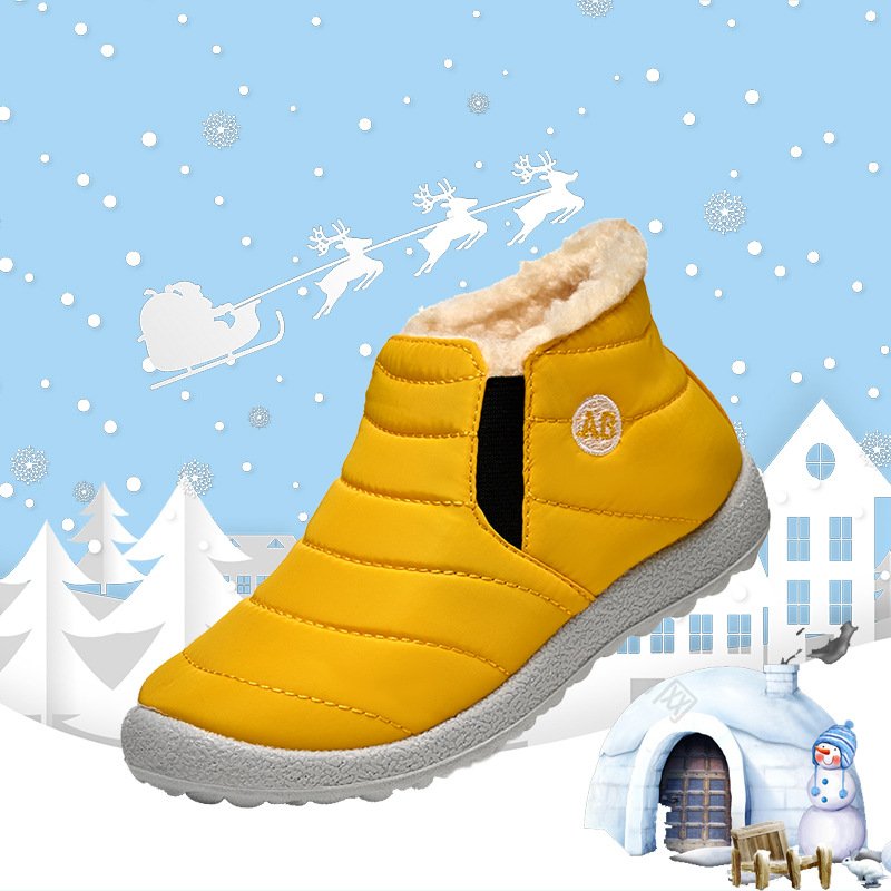 kids waterproof snow boots fur lined outdoor slip on walking hiking shoes winter warm shoes for kids children 2024 new