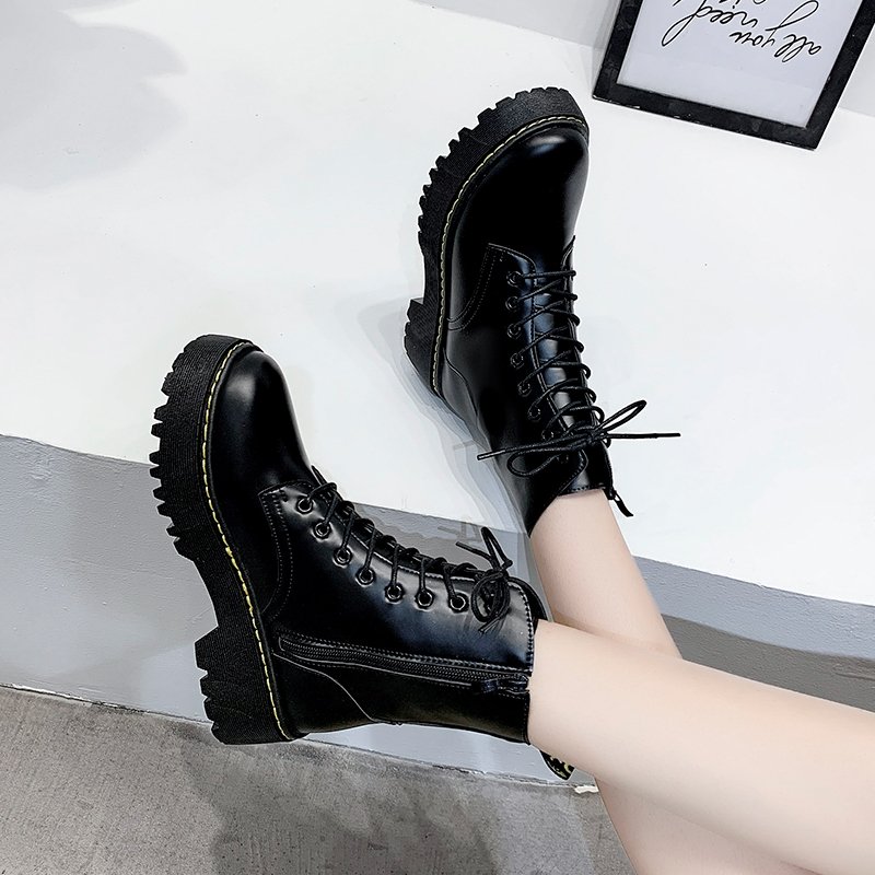 Factory Direct Sales High Ankle Thick Soled Boots Classic Punk Women's Boots Fashion Lace Up for women's boots