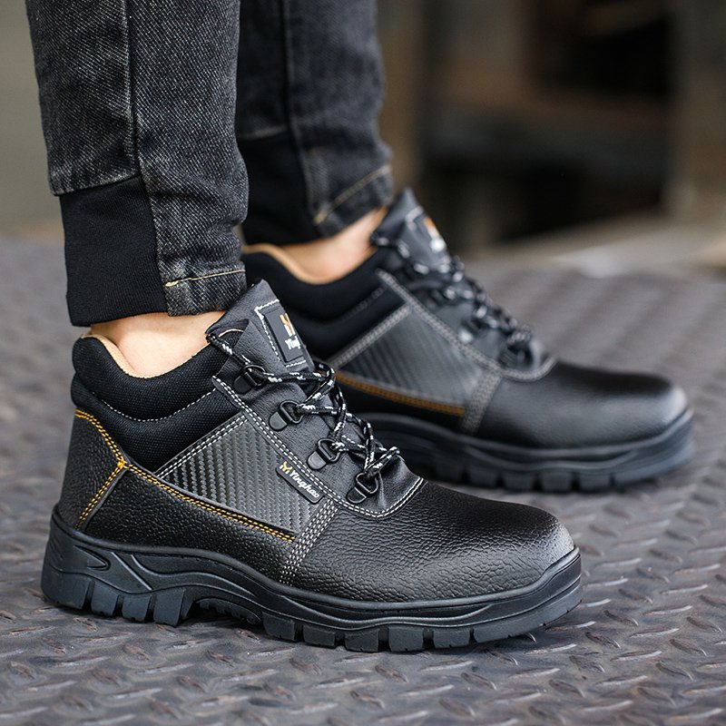 Factory Cheap High Quality PU Leather israel men's Working Safety Shoes Steel Toe Work Boot for Men Women