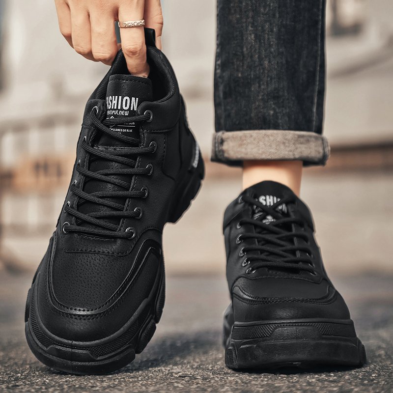 M092 Men's Low Cut Boots Fashion black Motorcycle Ankle Boots Men Winter Lace Up Boots