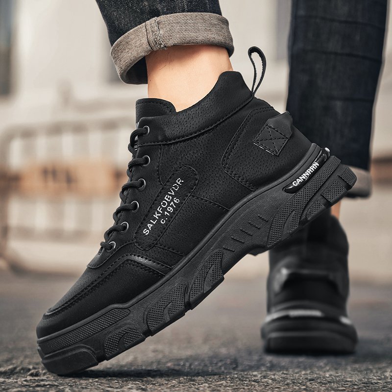 M092 Men's Low Cut Boots Fashion black Motorcycle Ankle Boots Men Winter Lace Up Boots