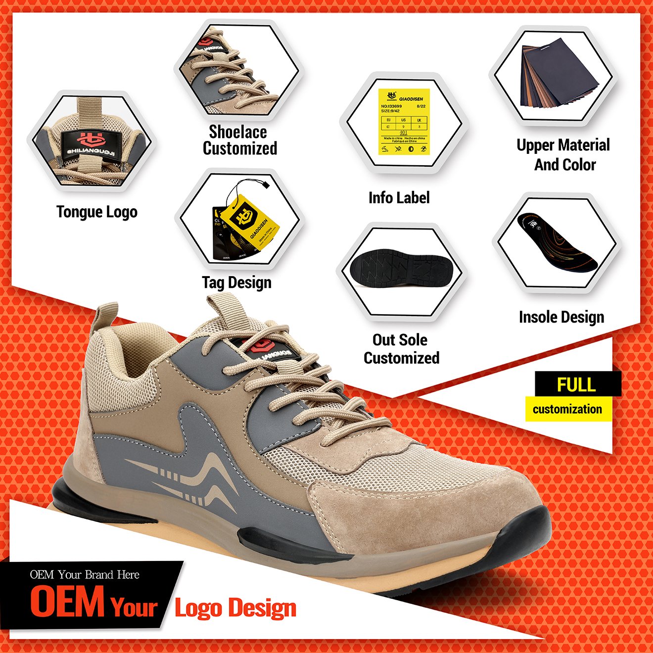 Fashion Lightweight Work Shoe Steel Toe Safety Boots Men's Casual Safety Shoes for Men