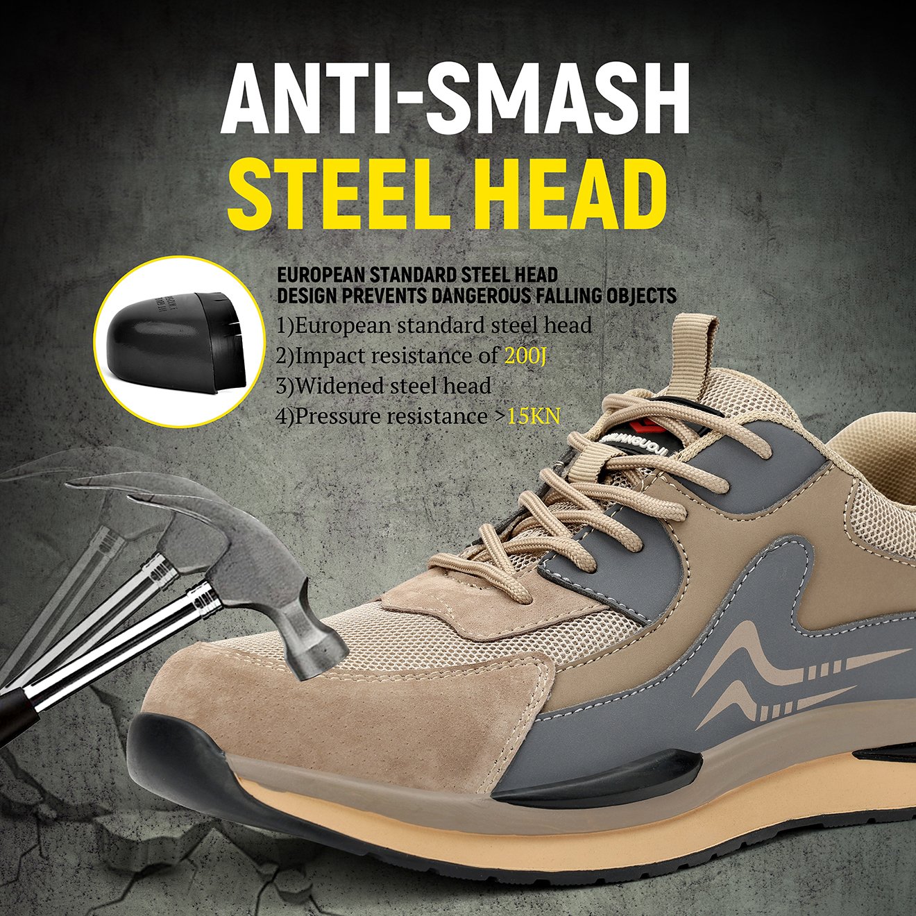 Fashion Lightweight Work Shoe Steel Toe Safety Boots Men's Casual Safety Shoes for Men
