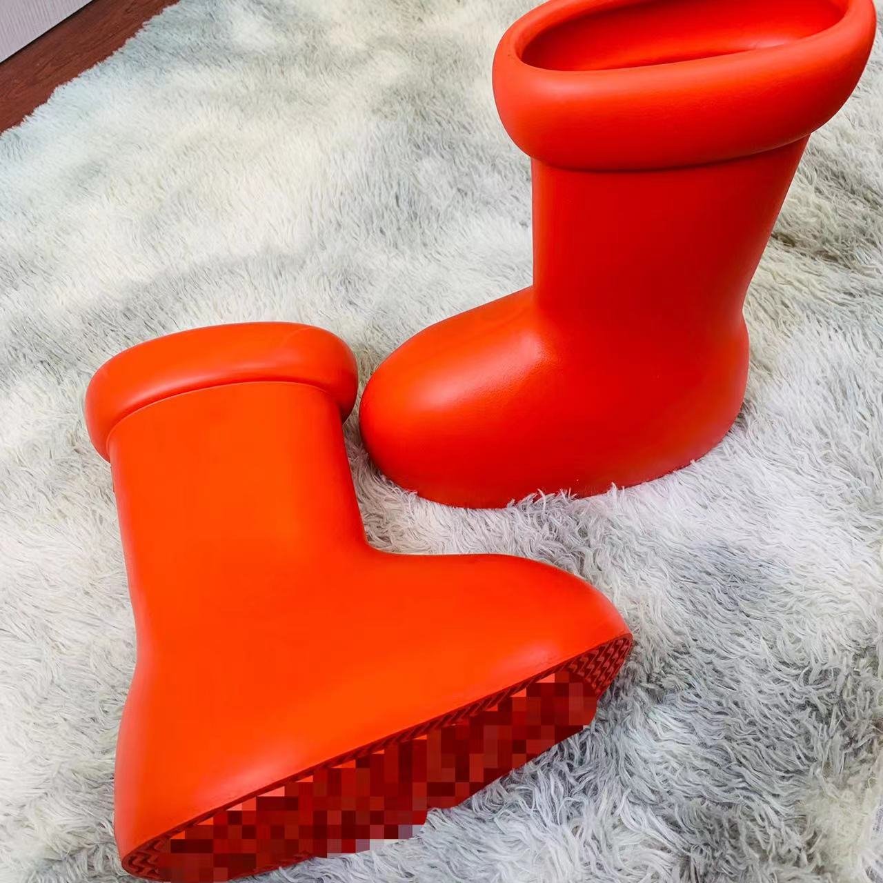 New Designer Unisex Thick Bottom Eva Big Red Boots Slip-On Kids Boots Custom Logo Printing Luxury Cartoon Boy Rainboots