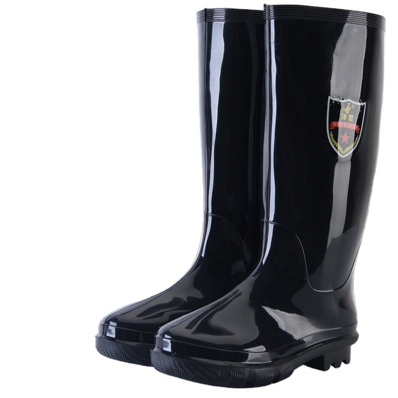 Popular style oil industry waterproof oil acid alkali resistant anti slip safety black men plastic pvc rain boots to work