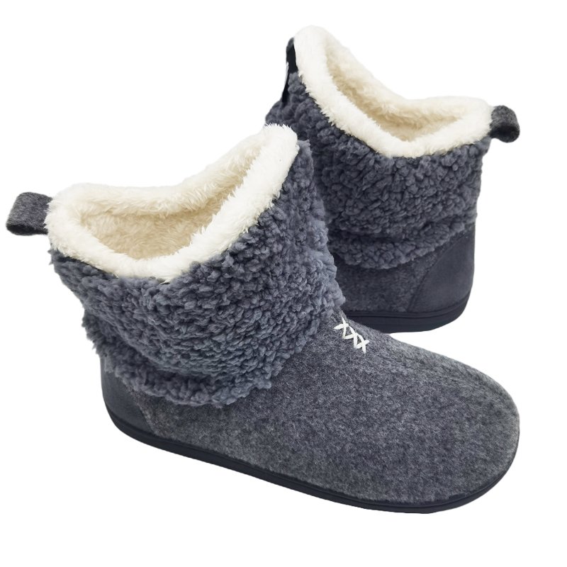 OEM customized Logo indoor boots TPR rubber outsole winter home flat slipper boots faux fur plush house boots for women