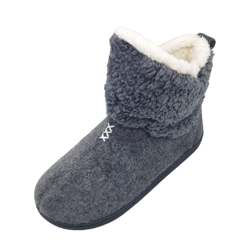 OEM customized Logo indoor boots TPR rubber outsole winter home flat slipper boots faux fur plush house boots for women