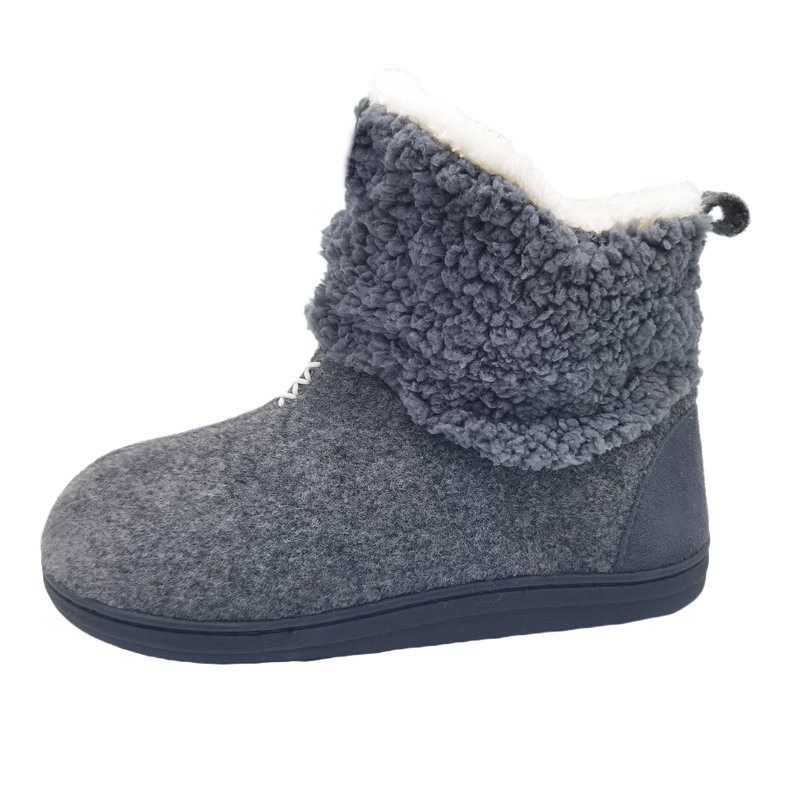 OEM customized Logo indoor boots TPR rubber outsole winter home flat slipper boots faux fur plush house boots for women