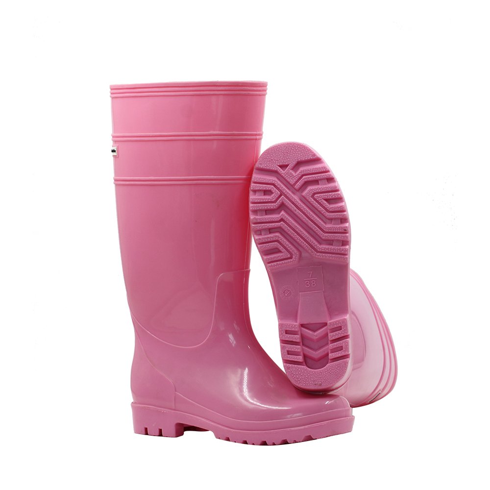 cheap custom designed anti-slip Pink pvc gum boots waterproof work fishing boots rain boots wholesale