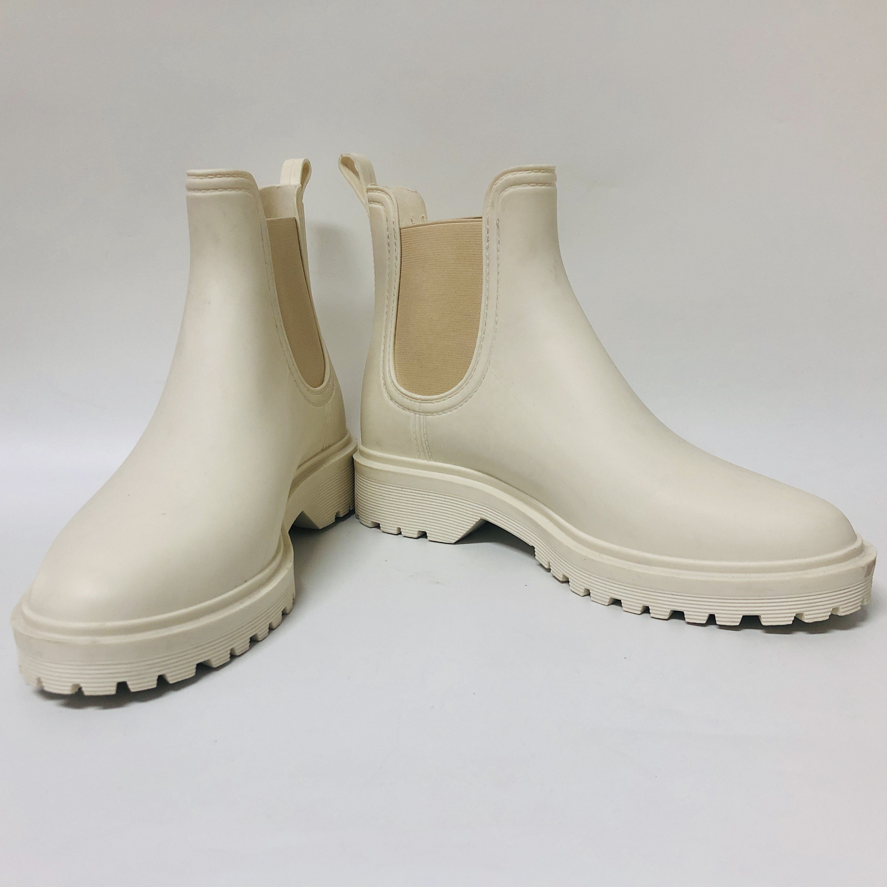 beige ankle TPR garden rain boots for women