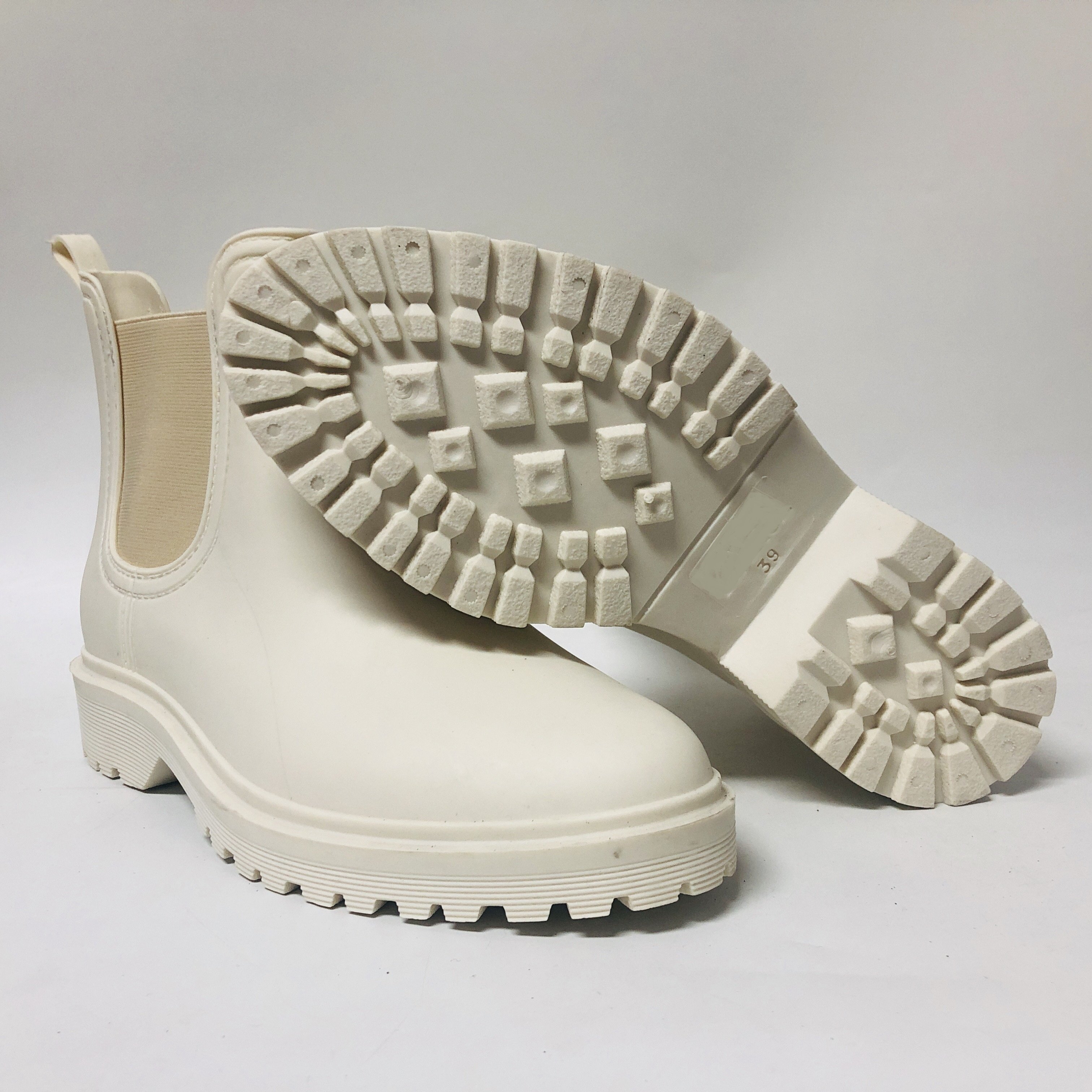 beige ankle TPR garden rain boots for women