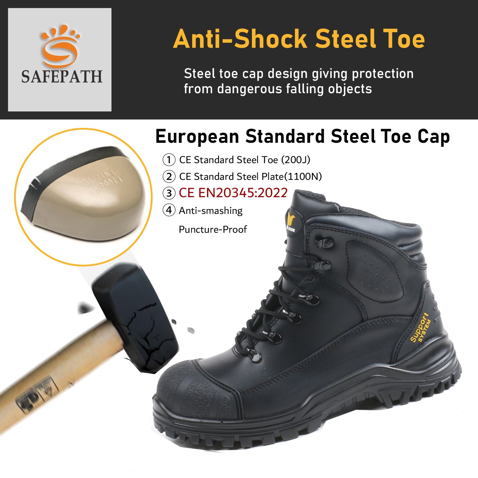 Safepath Welding Woodland safety boots Anti-Slip Work Shoes Genuine Leather Steel Toe Waterproof man Safety shoes