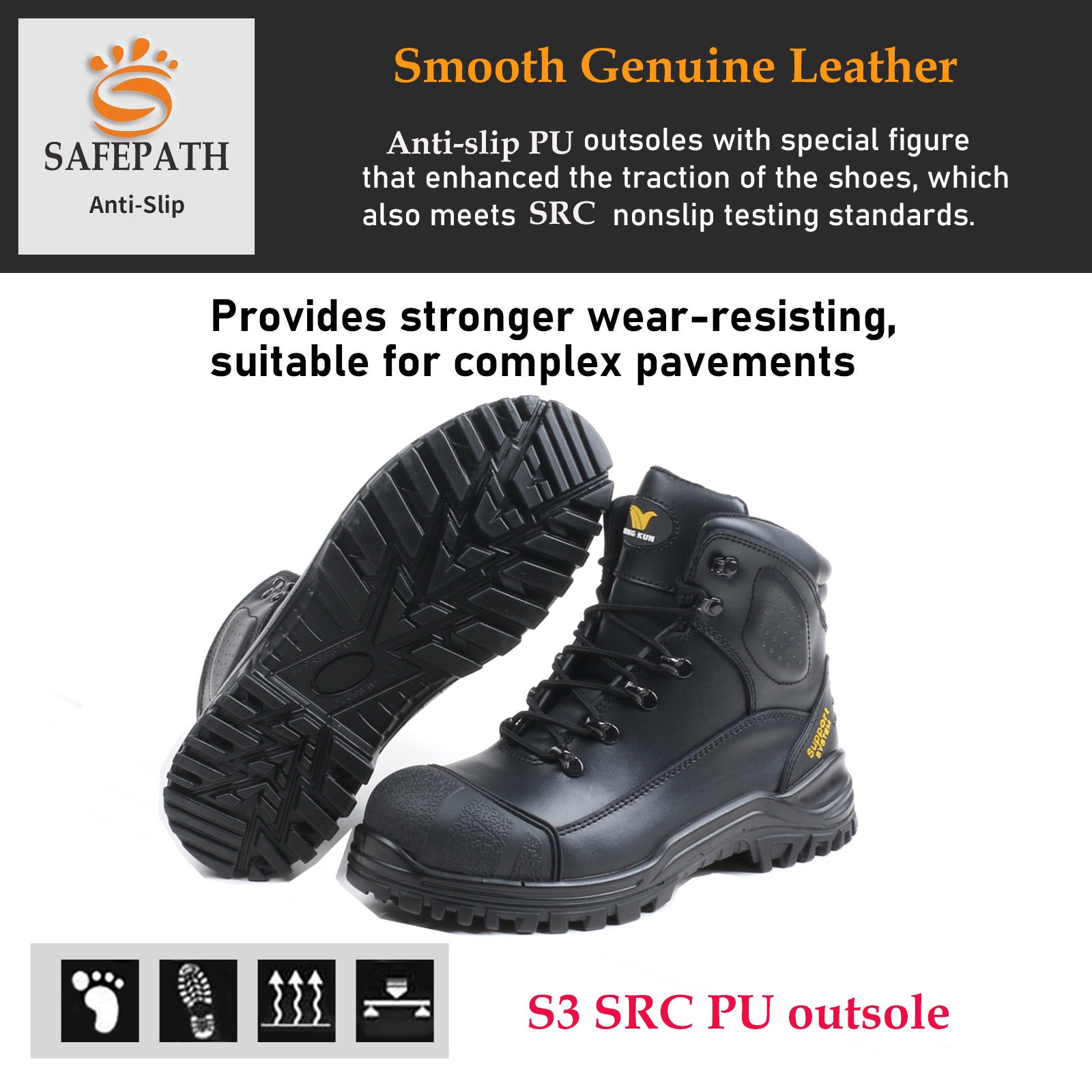 Safepath Welding Woodland safety boots Anti-Slip Work Shoes Genuine Leather Steel Toe Waterproof man Safety shoes