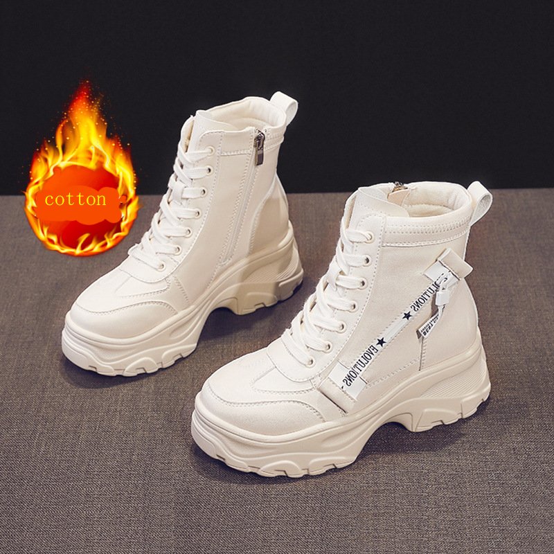2023 New Winter Models Thick Velvet Snow Boots Women's Casual High-Top Thick Bottom Heightened Boots