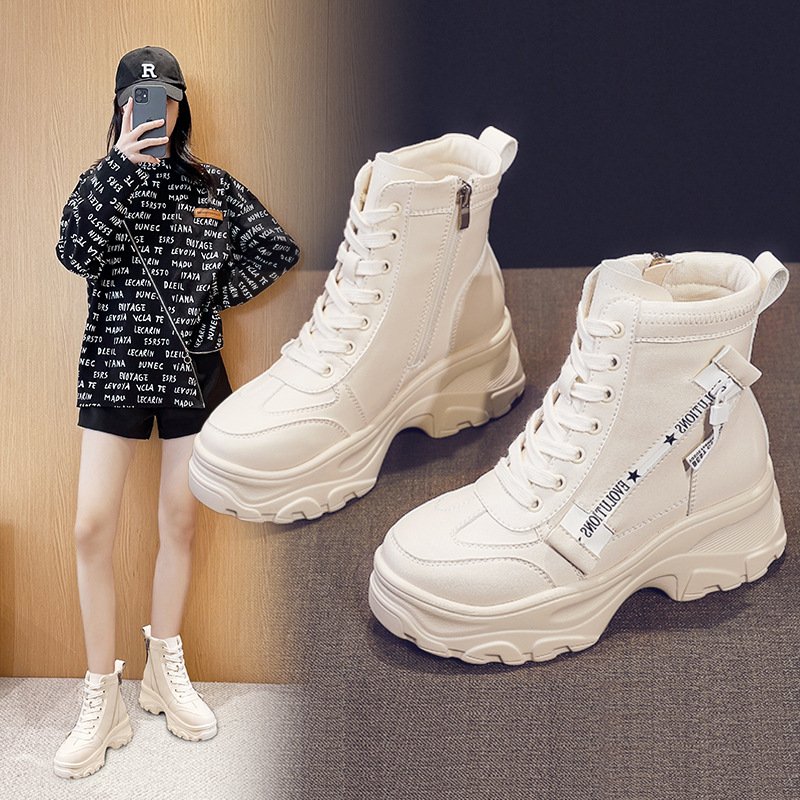2023 New Winter Models Thick Velvet Snow Boots Women's Casual High-Top Thick Bottom Heightened Boots
