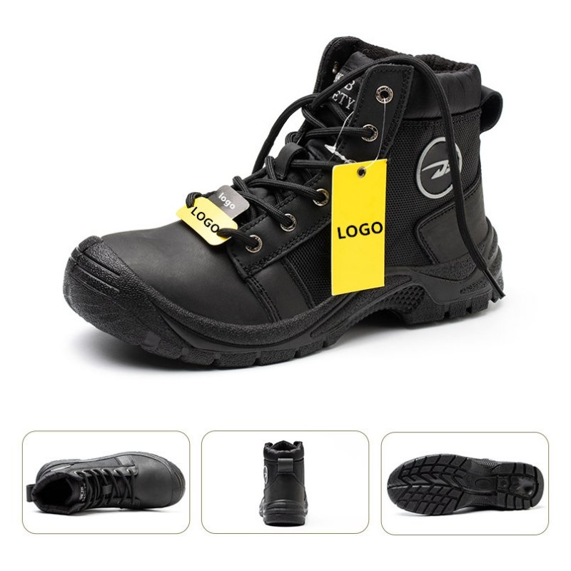 WEJUMP Crazy horse leather safety boots, working boots genuine leather Safety Boots with steel toe