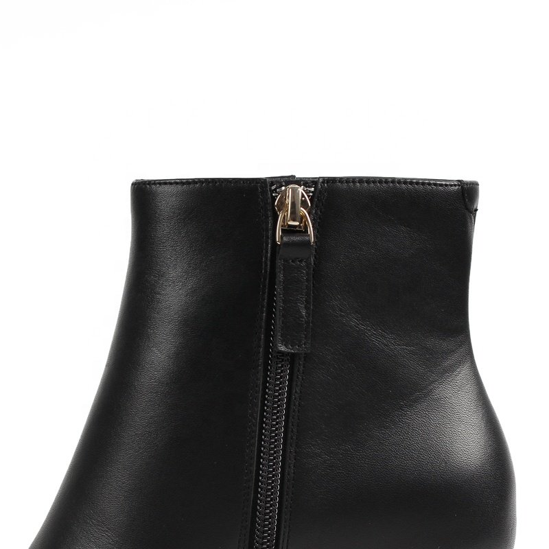 Custom High Quality Boots Manufacturer Women Booties Shoes Genuine Leather Zipper Boots Custom Block Heel Ankle Boots for Women