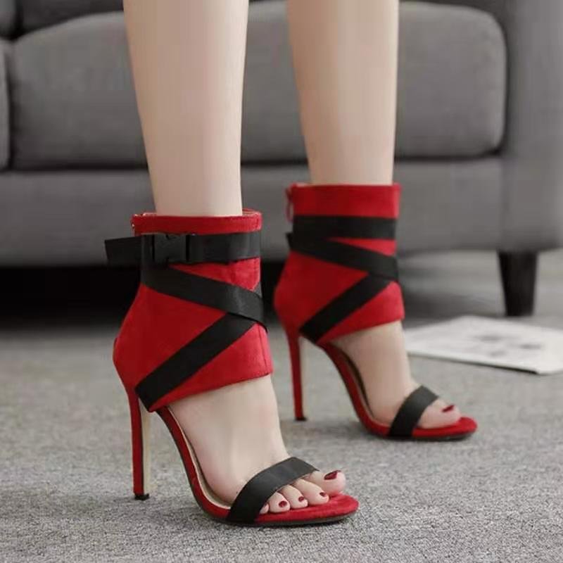 boots women shoes heels 11cm Ribbon Summer High heels Ladies Shoes Women pumps Party shoes peep toe sandals stiletto big size